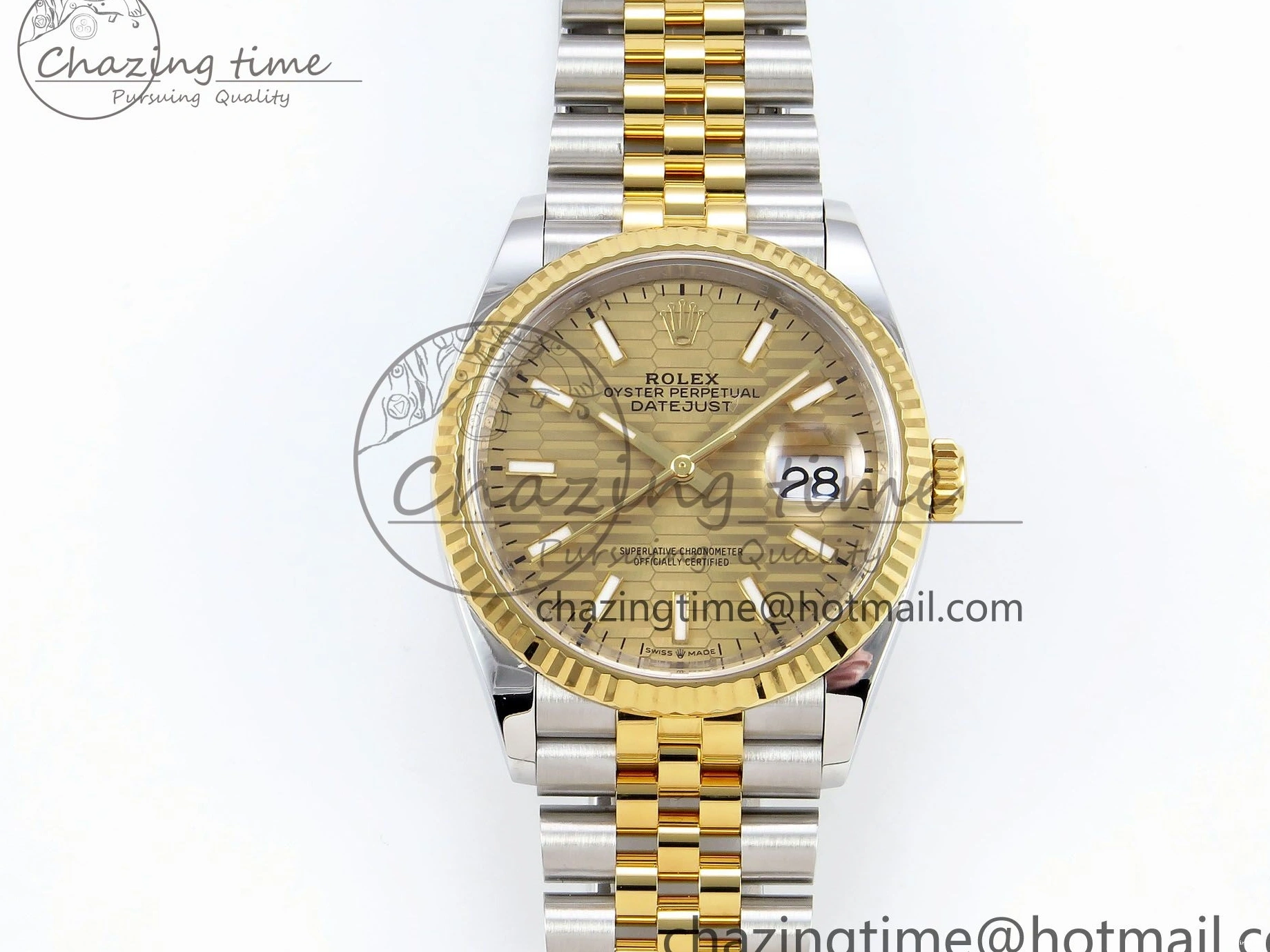 MiroTime 0112 DateJust 36 126233 Clean 1:1 Best Edition 904L Steel YG Textured Stick Dial on SS YG Jubilee Bracelet VR Trendy 1494
